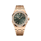 Audemars Piguet Royal Oak 15551OR.ZZ.1356OR.03 'Ladies' '50th Anniversary' Rose Gold Khaki Green Dial Diamond Bezel