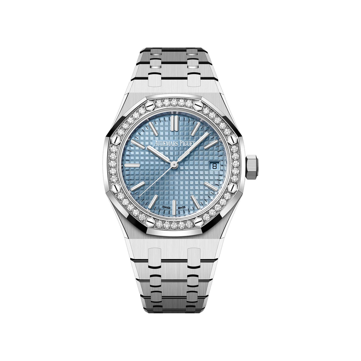Audemars Piguet Royal Oak 15551ST.ZZ.1356ST.01 'Ladies' '50th Anniversary' Stainless Steel Light Blue Dial Diamond Bezel