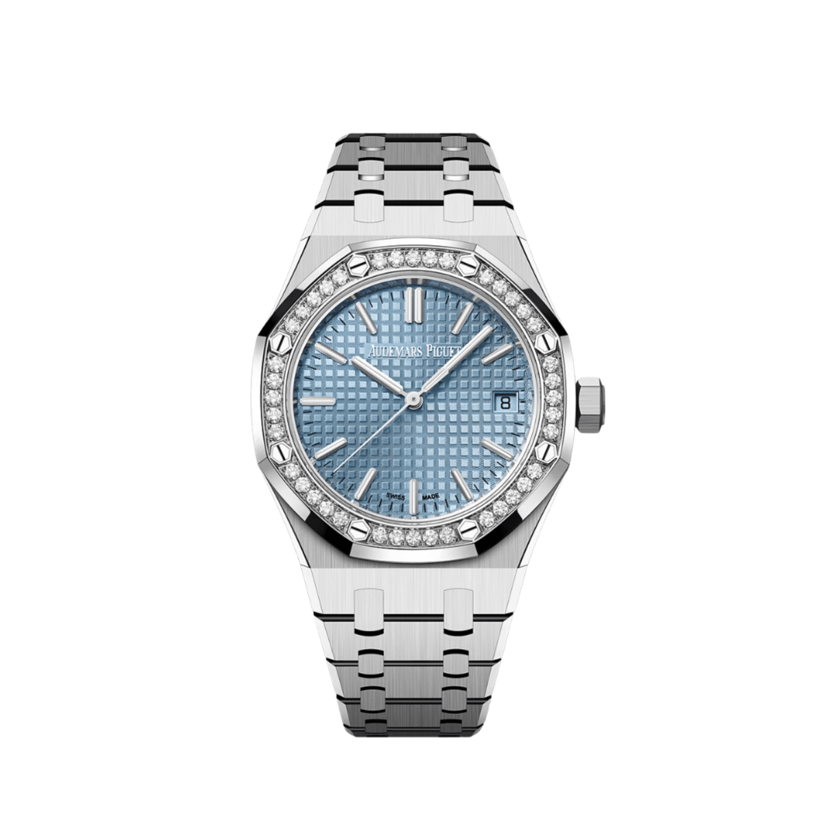 Audemars Piguet Royal Oak 15551ST.ZZ.1356ST.04 'Ladies' Stainless Steel Light Blue Dial Diamond Bezel (2024)
