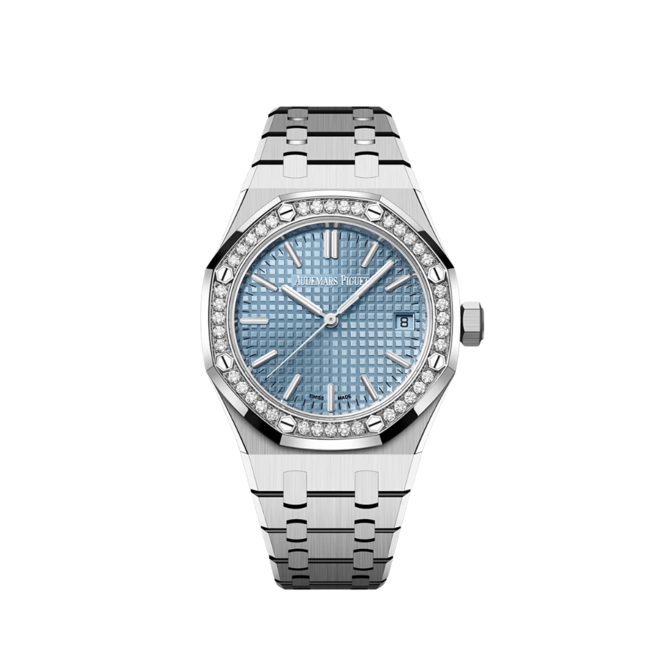 Audemars Piguet Royal Oak 15551ST.ZZ.1356ST.04 'Ladies' Stainless Steel Light Blue Dial Diamond Bezel (2024)