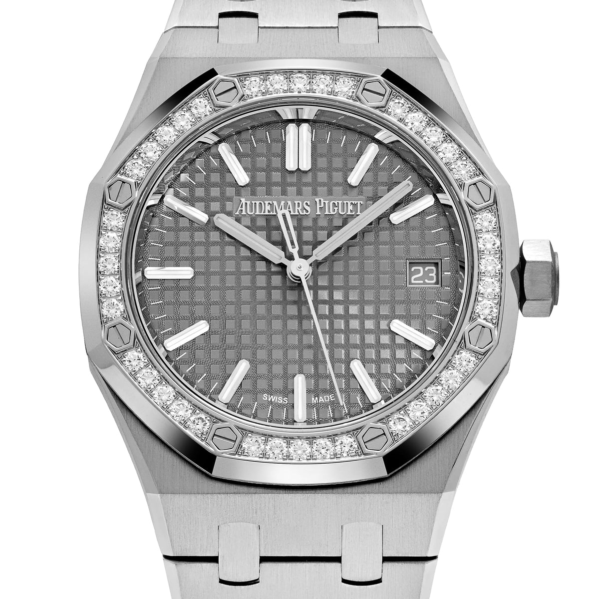 Audemars Piguet Royal Oak 15551ST.ZZ.1356ST.06 'Ladies' Stainless Steel Grey Dial Diamond Bezel (2023)