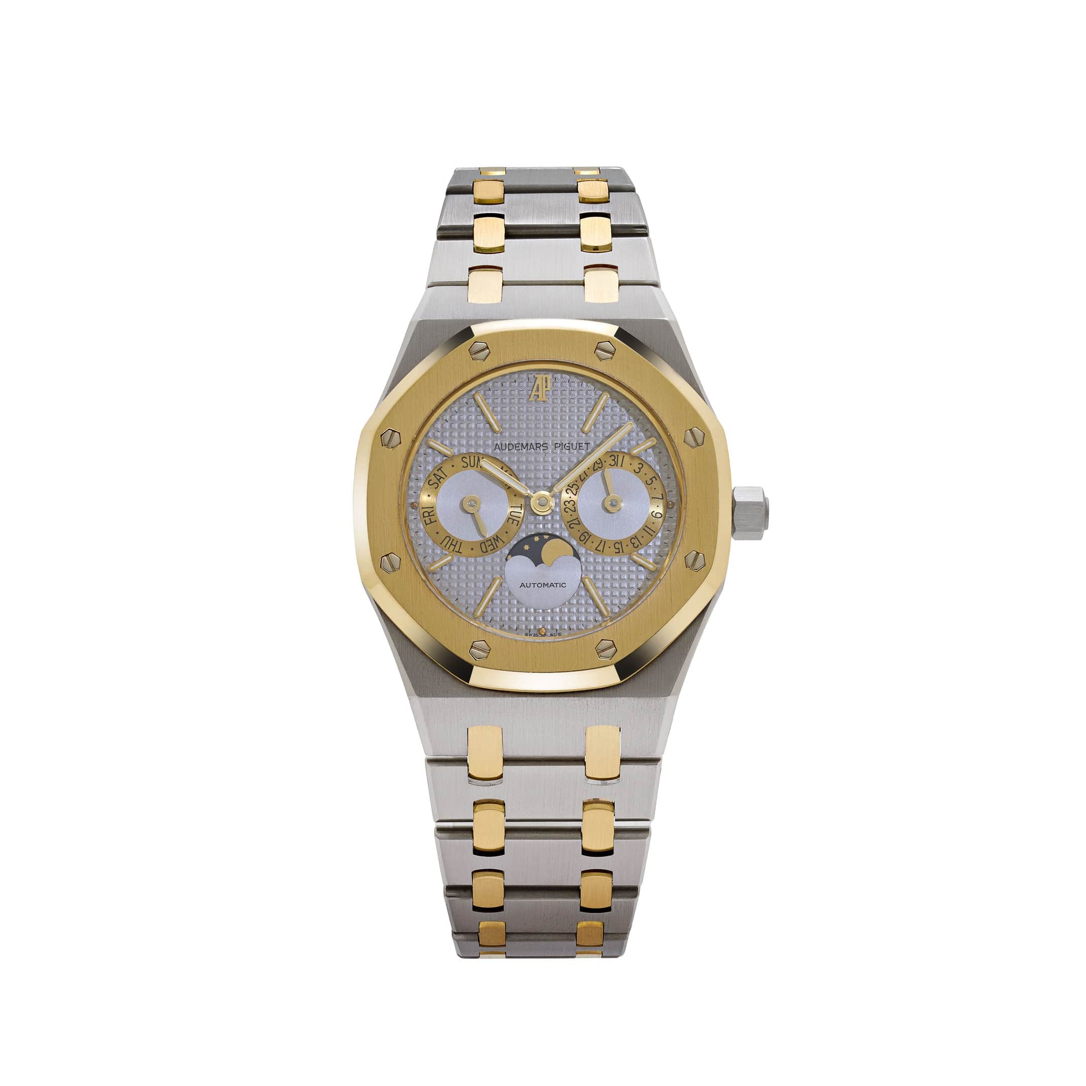 Audemars Piguet Royal Oak 25594SA.OO.0789SA.01 Day-Date Moonphase Yellow Gold Stainless Steel Silver Dial (1994)
