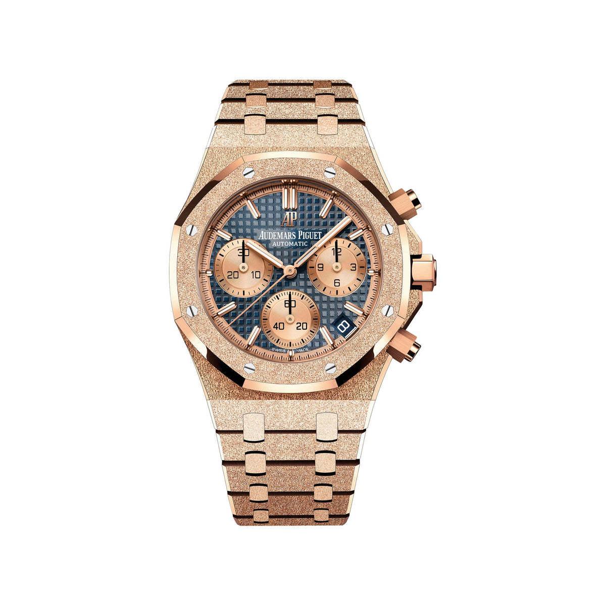Audemars Piguet Royal Oak 26239OR.GG.1224OR.01 Flyback Chronograph Frosted Rose Gold Blue Dial