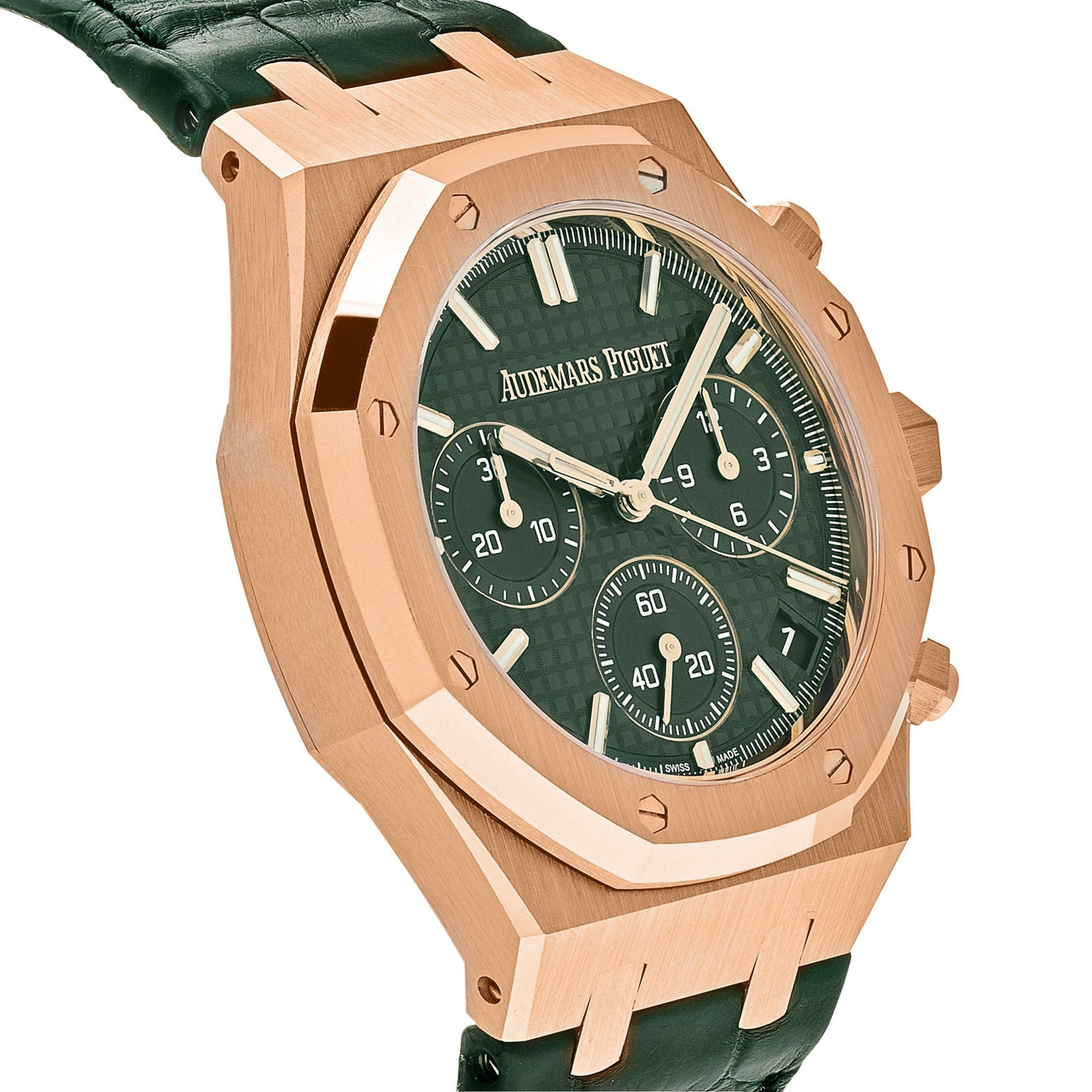 Luxury Watch Audemars Piguet Royal Oak Chronograph "50th Anniversary" Rose Gold Green Dial 26240OR.OO.D404CR.01 Wrist Aficionado