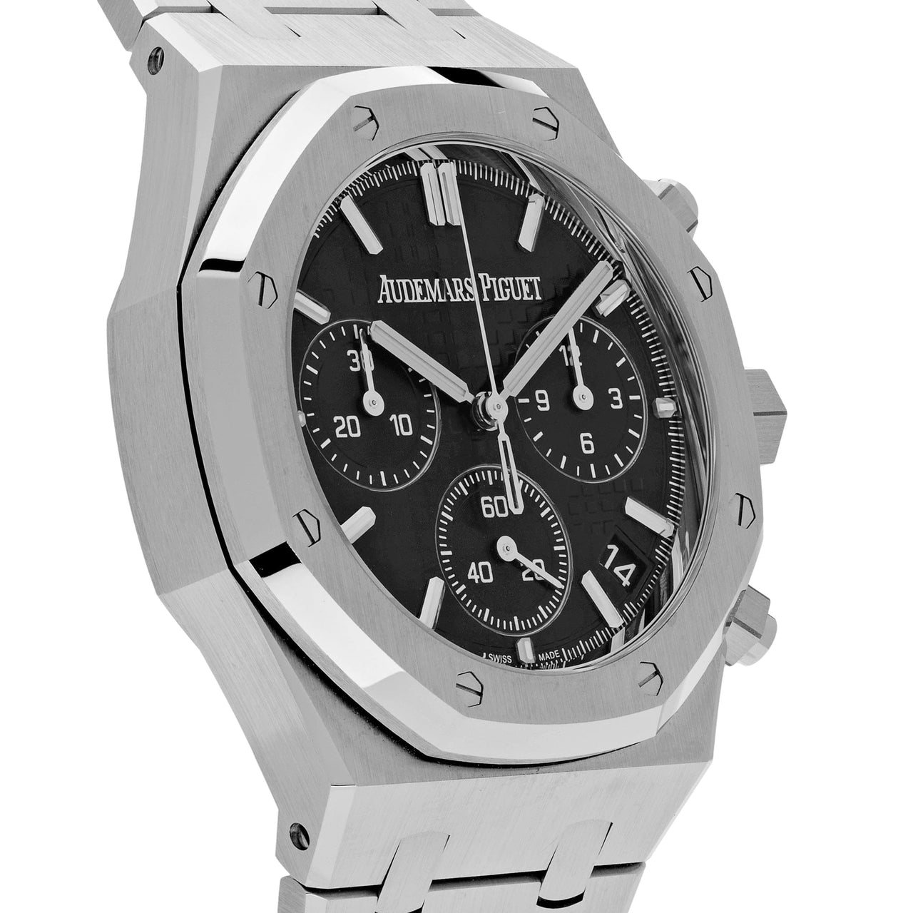 Ap royal oak hot sale stainless steel black face