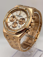Luxury Watch Audemars Piguet Royal Oak Chronograph Rose Gold Silver Dial Diamond Bezel 26315OR.ZZ.1256OR.01 Wrist Aficionado