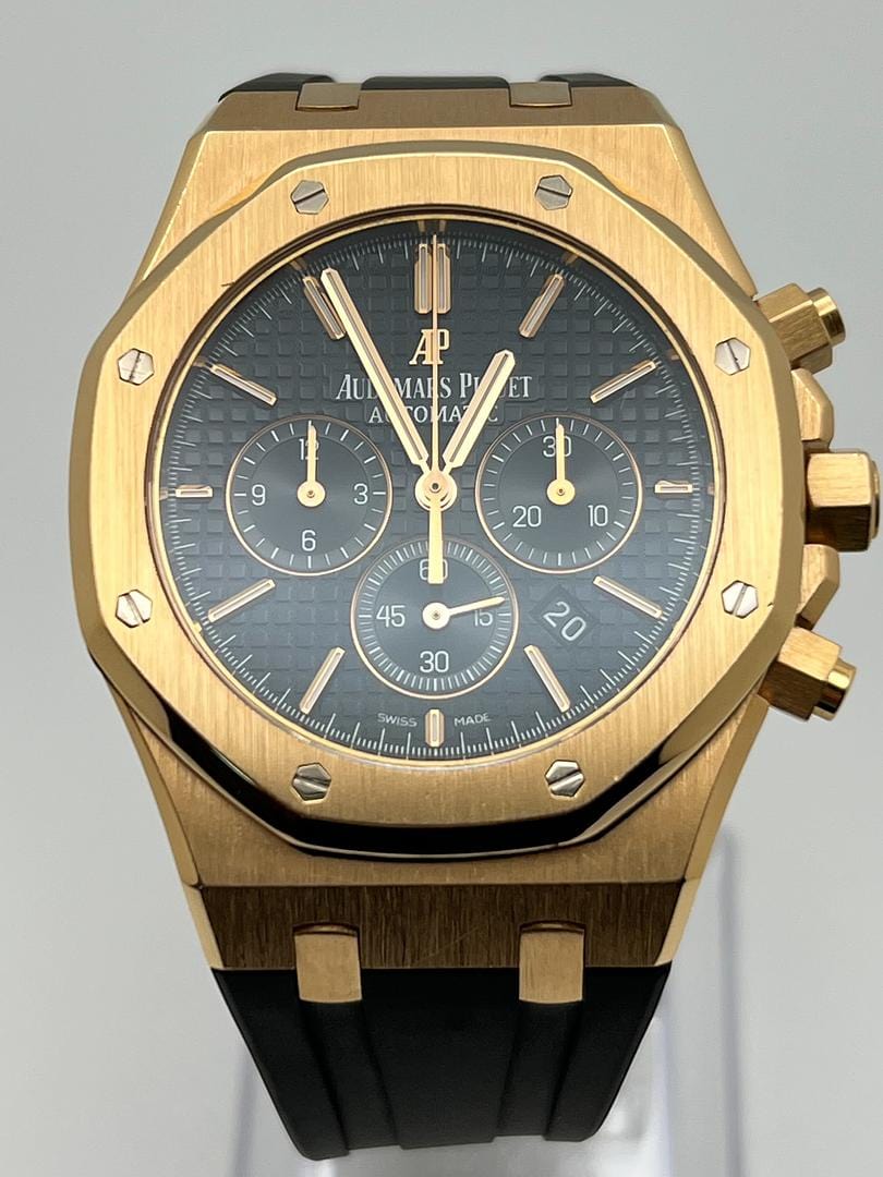 Luxury Watch Audemars Piguet Royal Oak Chronograph Rose Gold Black Dial 26320OR.OO.D002CR.01 Wrist Aficionado