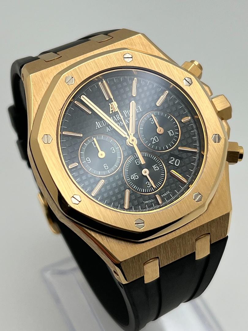 Luxury Watch Audemars Piguet Royal Oak Chronograph Rose Gold Black Dial 26320OR.OO.D002CR.01 Wrist Aficionado