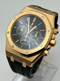 Thumbnail for Luxury Watch Audemars Piguet Royal Oak Chronograph Rose Gold Black Dial 26320OR.OO.D002CR.01 Wrist Aficionado