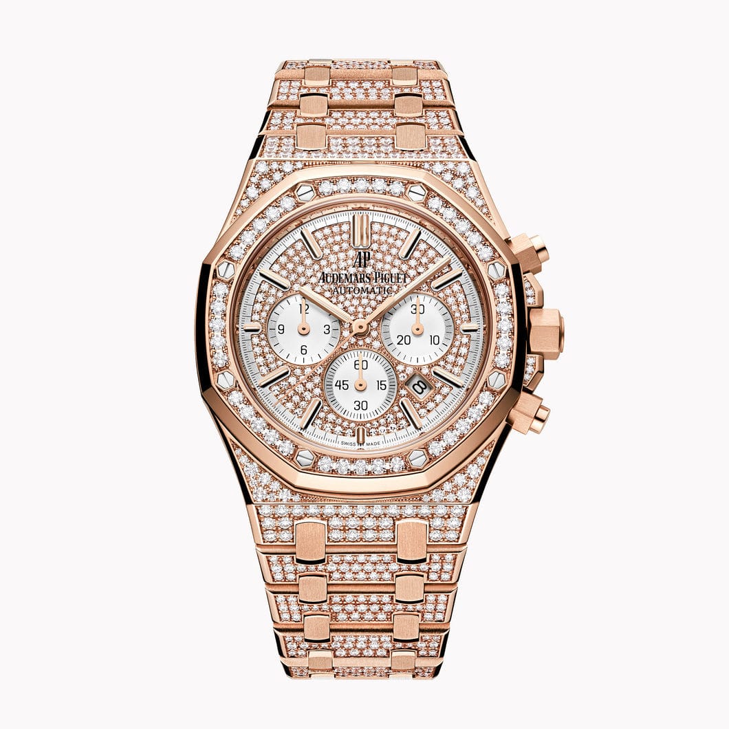 Luxury Watch Audemars Piguet Royal Oak Chronograph Rose Gold Pave Diamond 26322OR.ZZ.1222OR.01 Wrist Aficionado