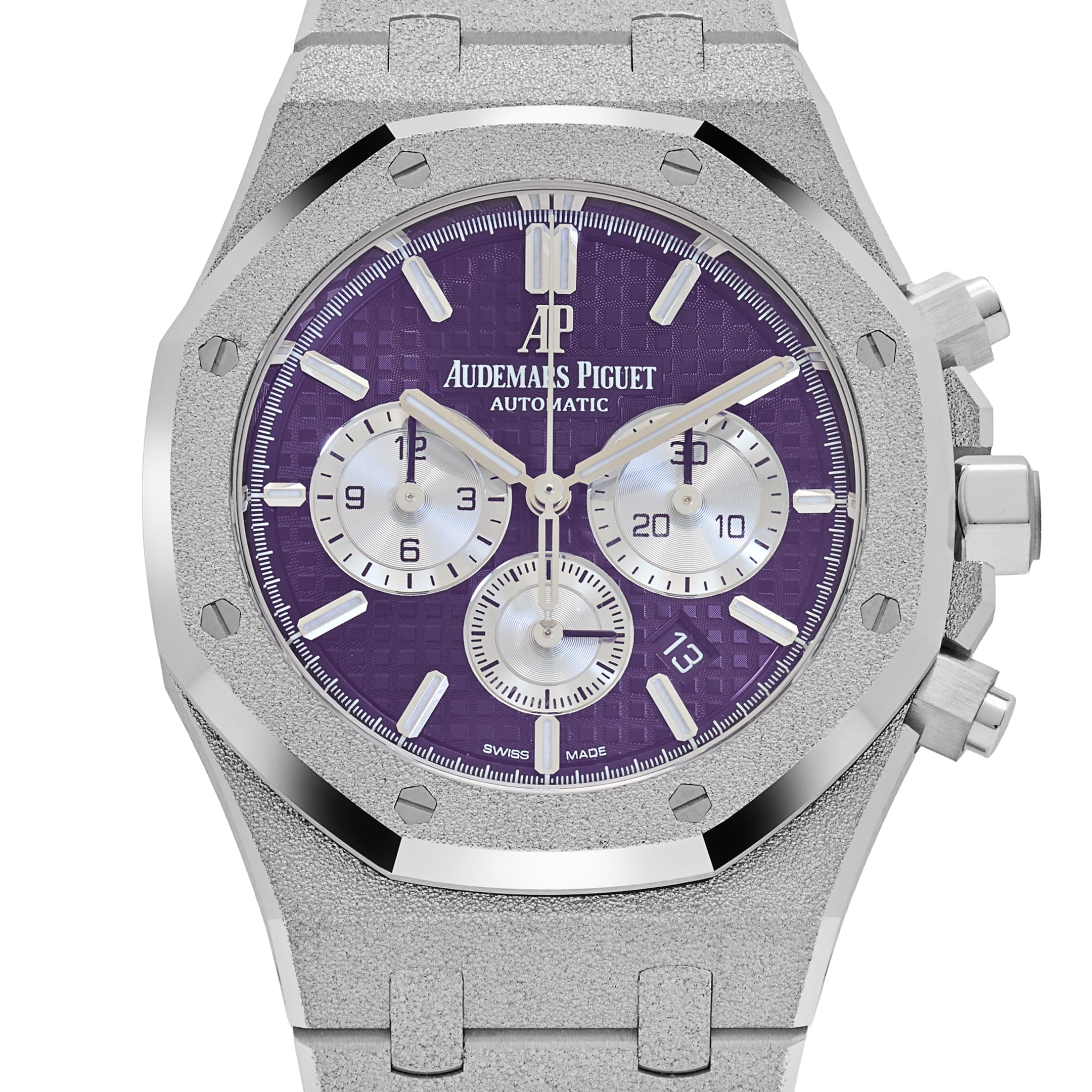 Audemars Piguet Royal Oak 26331BC.GG.1224BC.01 Chronograph Frosted White Gold Purple Dial