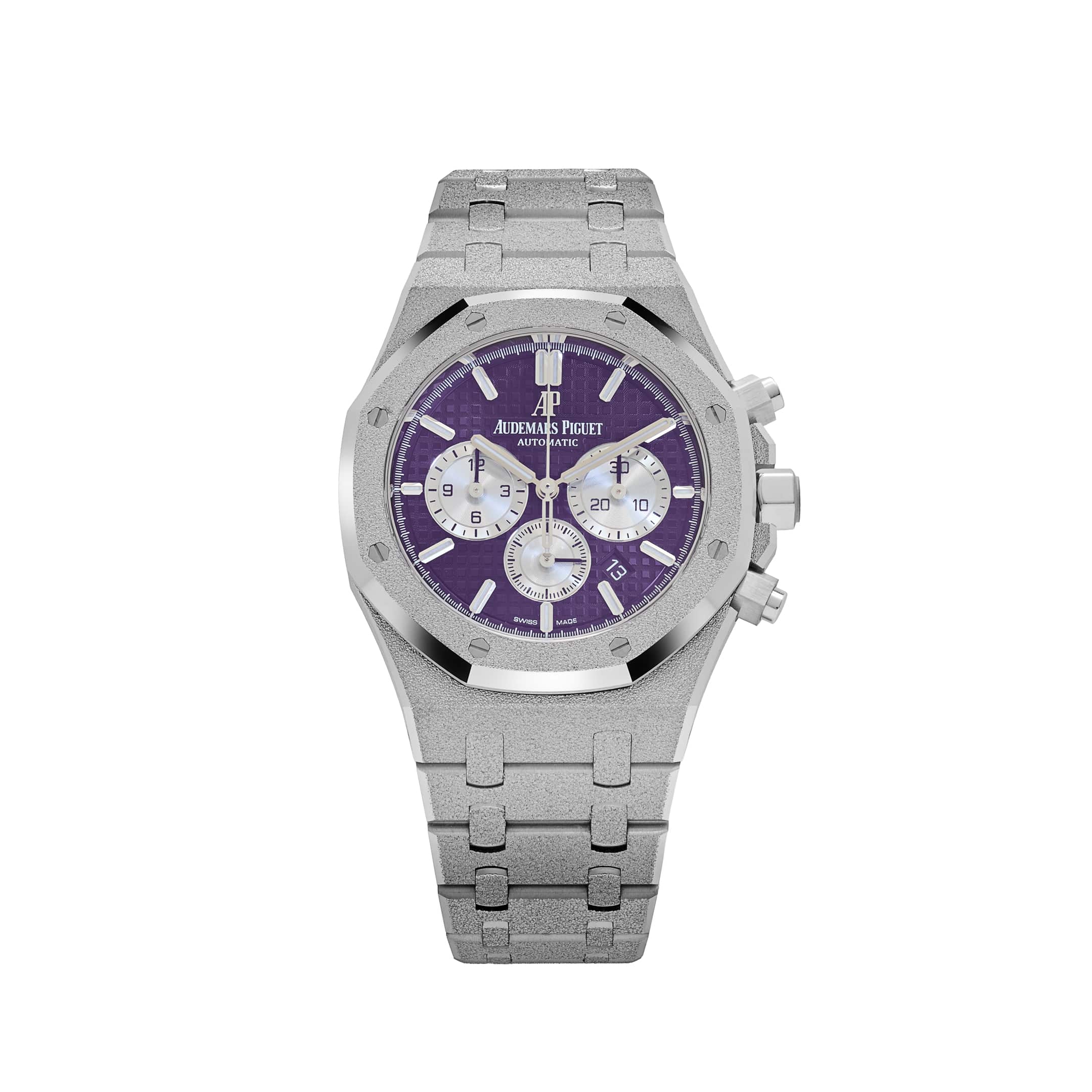 Audemars Piguet Royal Oak 26331BC.GG.1224BC.01 Chronograph Frosted White Gold Purple Dial