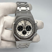 Thumbnail for Luxury Watch Audemars Piguet Royal Oak Chronograph 41mm Steel White Dial 26331ST.OO.1220ST.03 (2020) Wrist Aficionado
