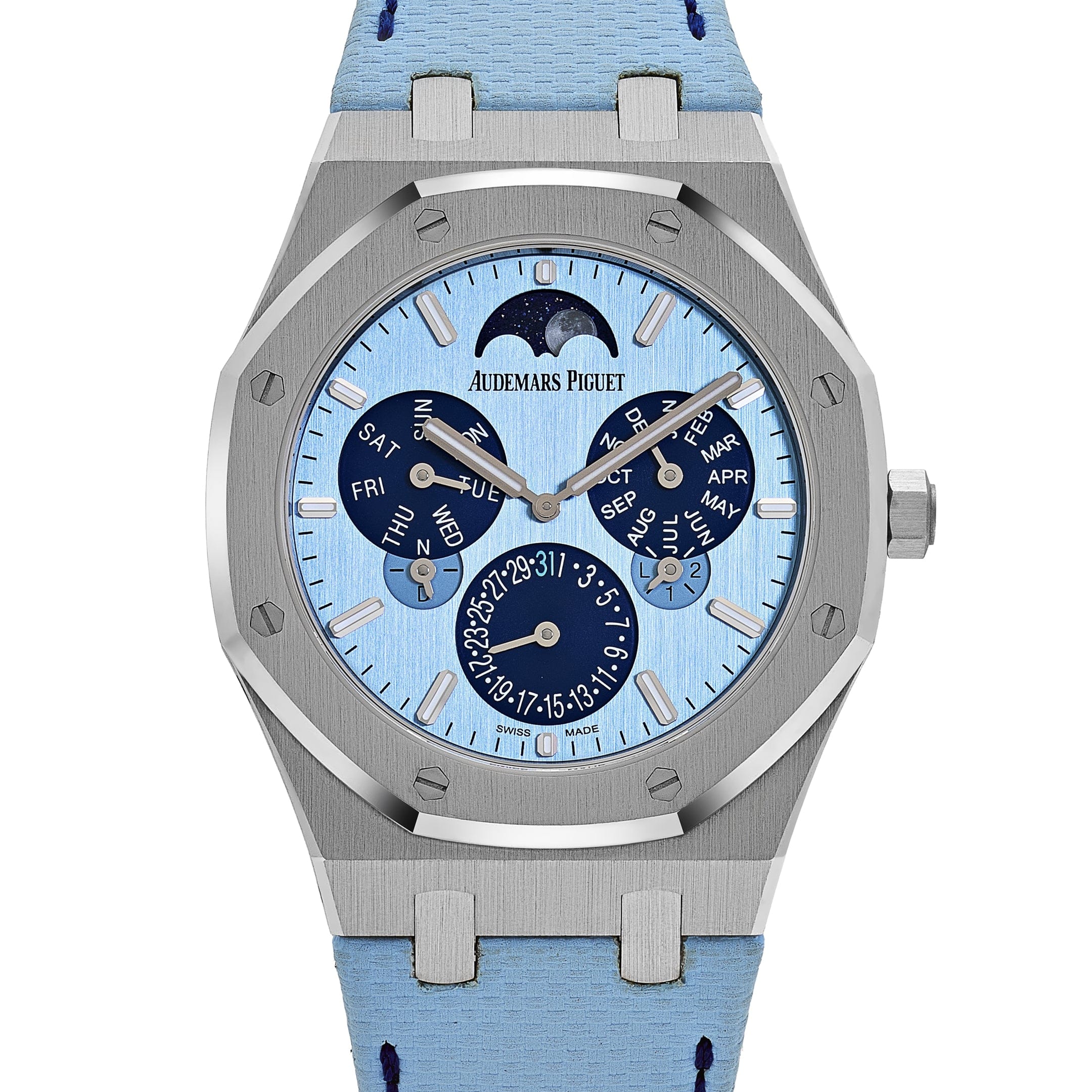 Audemars Piguet Royal Oak 26586BC.OO.1240.BC.99 Perpetual Calendar RD2 Ultra-Thin “Luminary” White Gold Light Blue Limited Edition of 25