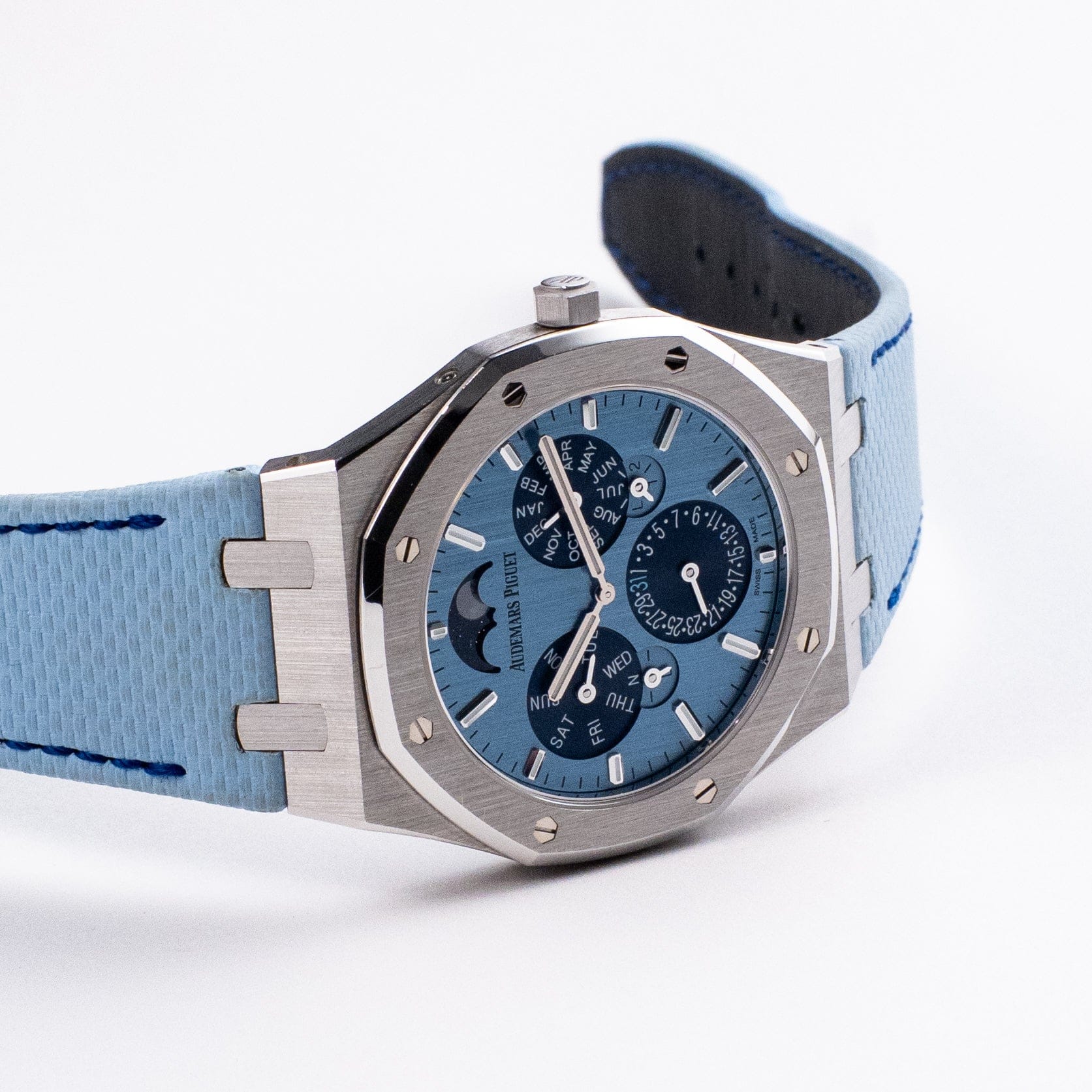 Audemars Piguet Royal Oak 26586BC.OO.1240.BC.99 Perpetual Calendar RD2 Ultra-Thin “Luminary” White Gold Light Blue Limited Edition of 25