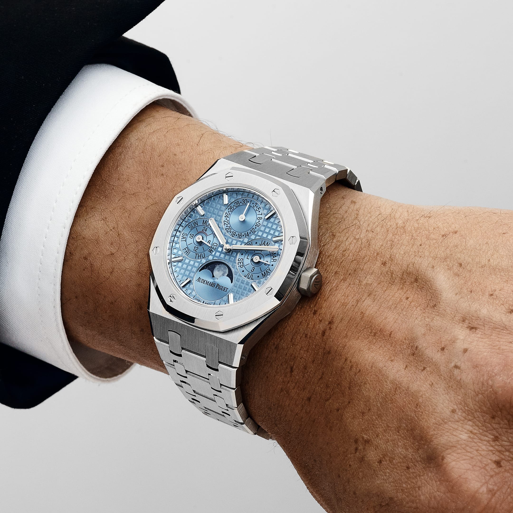 Audemars Piguet Royal Oak 26684ST.OO.1356ST.01 Perpetual Calendar Stainless Steel Light Blue Dial