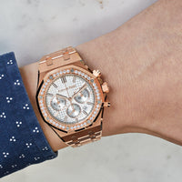 Thumbnail for Audemars Piguet Royal Oak Chronograph 38mm Rose Gold Silver Dial 26715OR.ZZ.1356OR.01 Wrist Aficionado