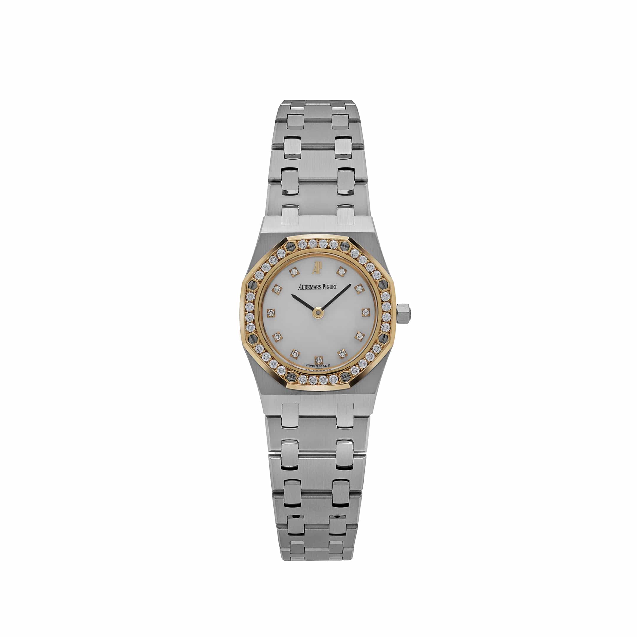 Audemars Piguet Royal Oak 66344SA.ZZ.0722ST.01.A Vintage 'Ladies' Yellow Gold Stainless Steel Mother of Pearl Dial Diamond-Set Quartz (1998)