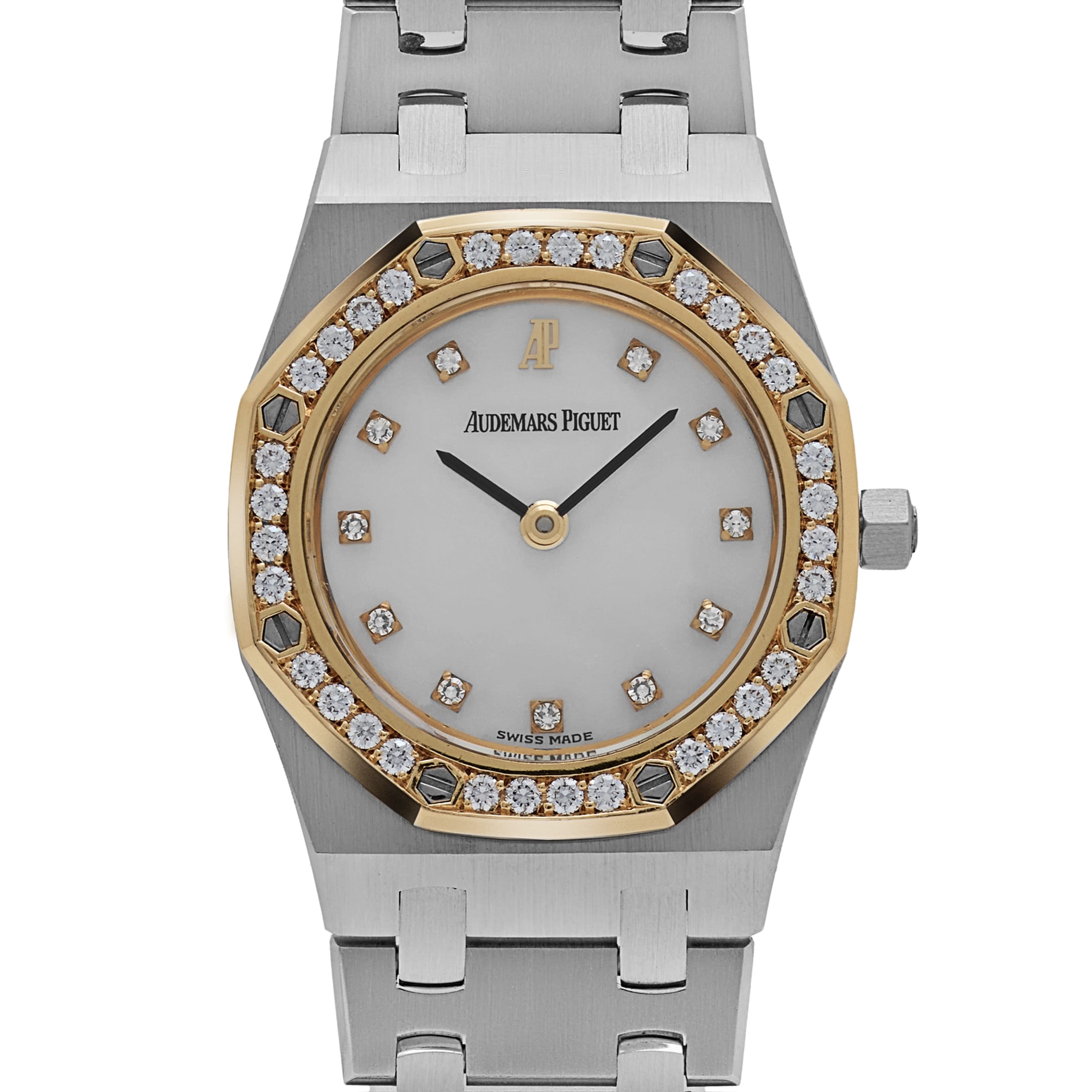 Audemars Piguet Royal Oak 66344SA.ZZ.0722ST.01.A Vintage 'Ladies' Yellow Gold Stainless Steel Mother of Pearl Dial Diamond-Set Quartz (1998)