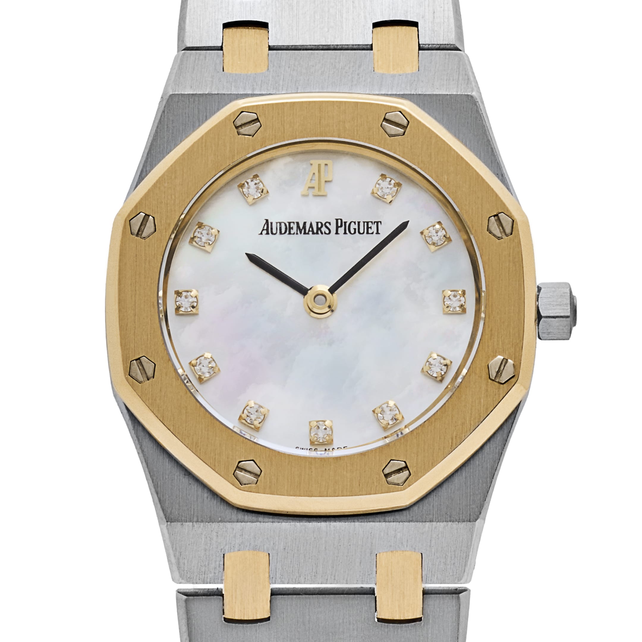 Audemars Piguet Royal Oak 66347SA Vintage 'Ladies' Stainless Steel Yellow Gold Mother of Pearl Diamond Dial Quartz