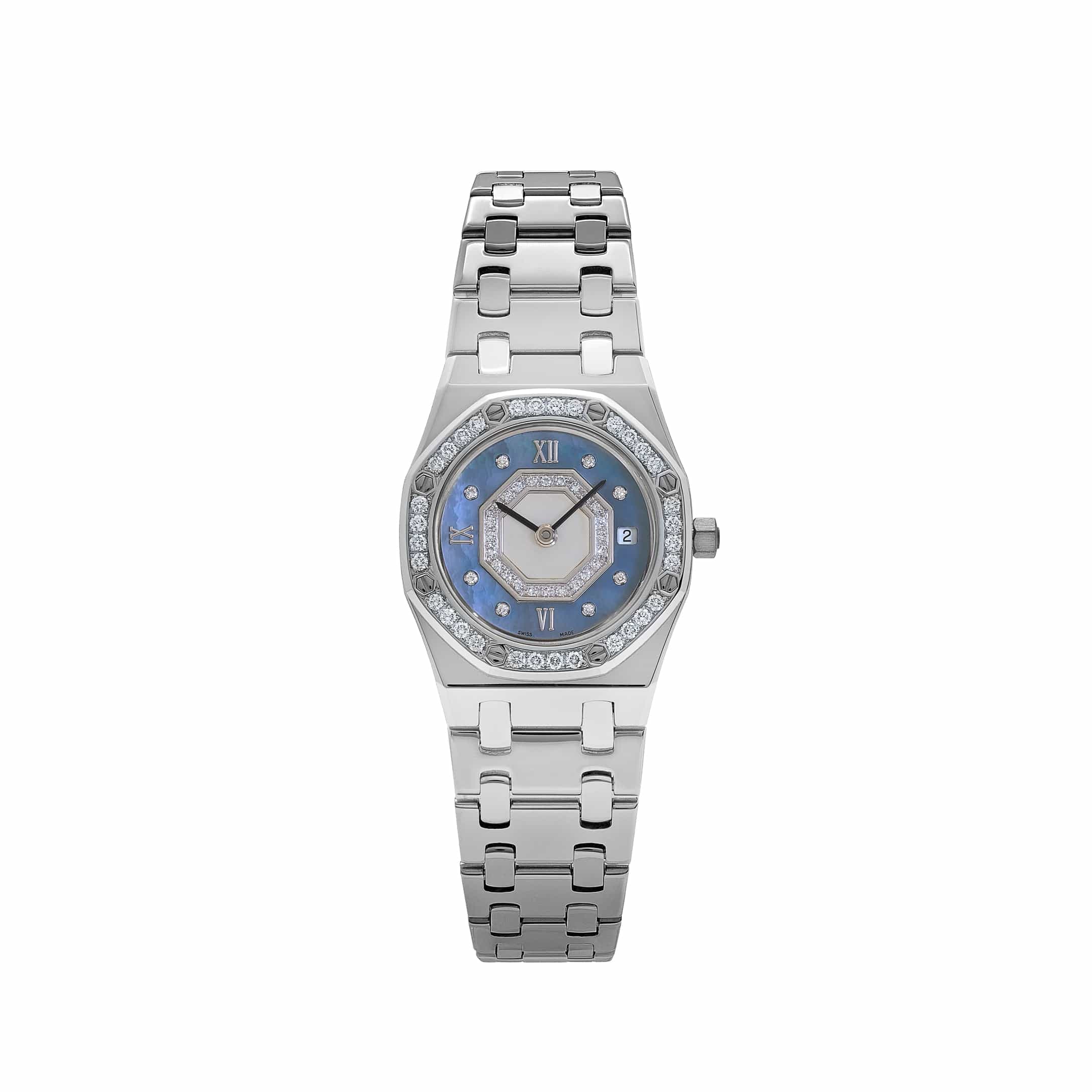 Audemars Piguet Royal Oak 67371BC/093 'Ladies' White Gold Blue Mother of Pearl Diamond Dial Diamond Bezel Quartz (2002)