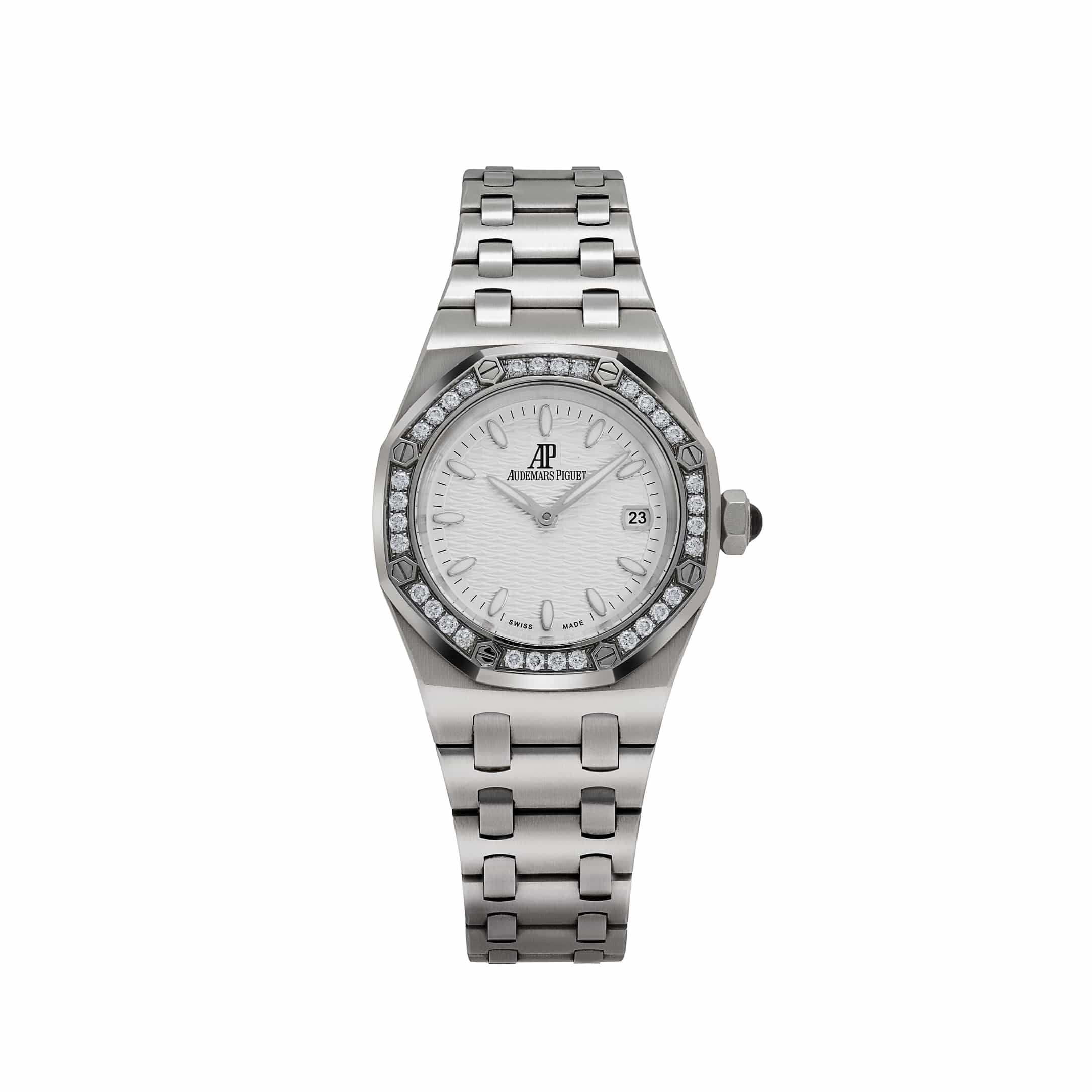 Audemars Piguet Royal Oak 67621ST.ZZ.1210ST.01 'Ladies' Stainless Steel Silver Dial Diamond Bezel Quartz
