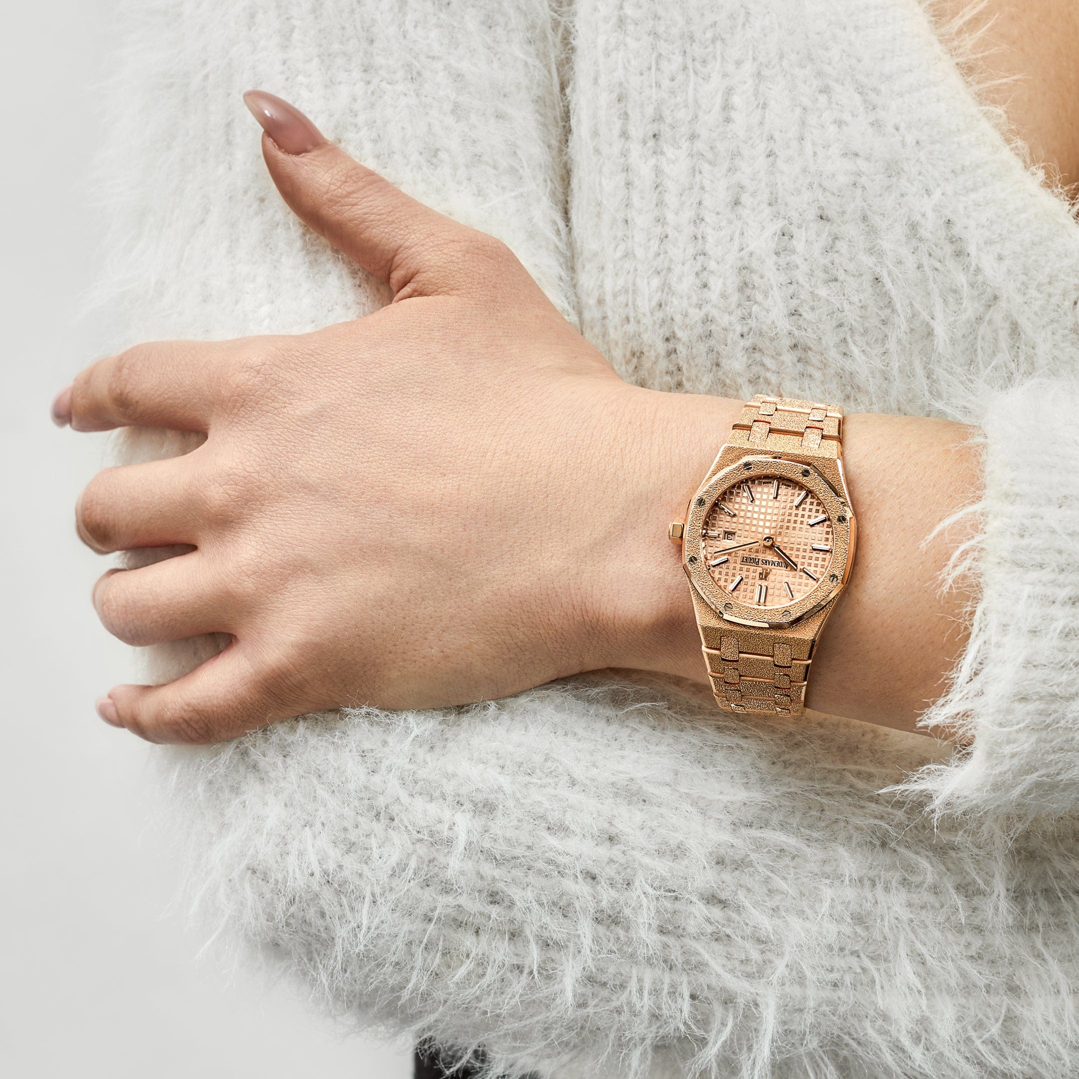 Audemars Piguet Frosted Rose Gold Ladies Watch Frosted Rose Gold