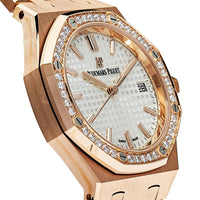 Thumbnail for Luxury Watch Audemars Piguet Royal Oak Selfwinding 34mm Rose Gold White Dial Diamond Bezel 77351OR.ZZ.1261OR.01 Wrist Aficionado
