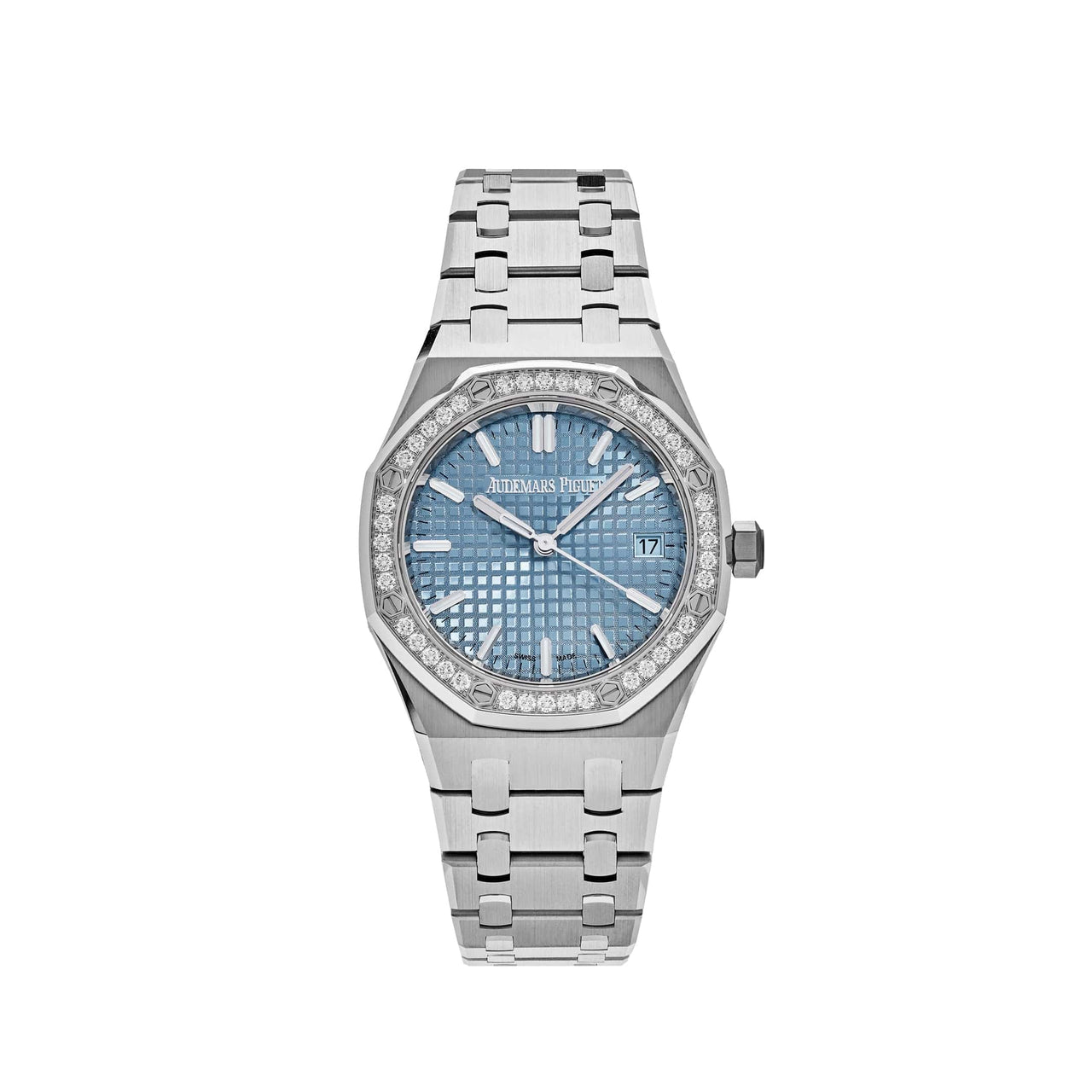 Audemars Piguet Royal Oak 77451ST.ZZ.1361ST.01 Selfwinding '50th Anniversary' Stainless Steel Light Blue Dial Diamond Bezel