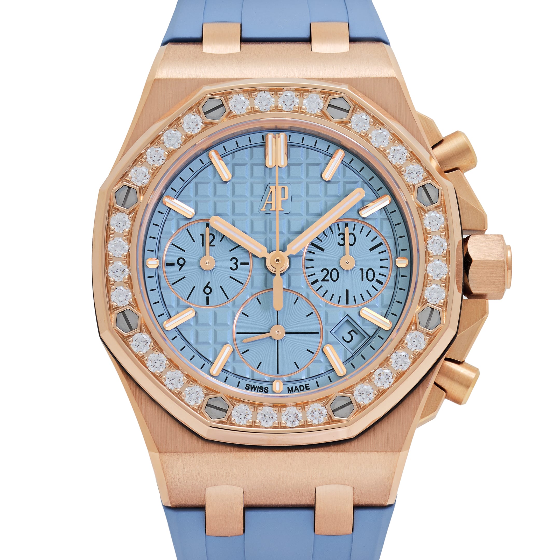 Audemars Piguet Royal Oak Offshore 26231OR.ZZ.A085CA.01 Chronograph Rose Gold Blue Dial Diamond Bezel (2024)