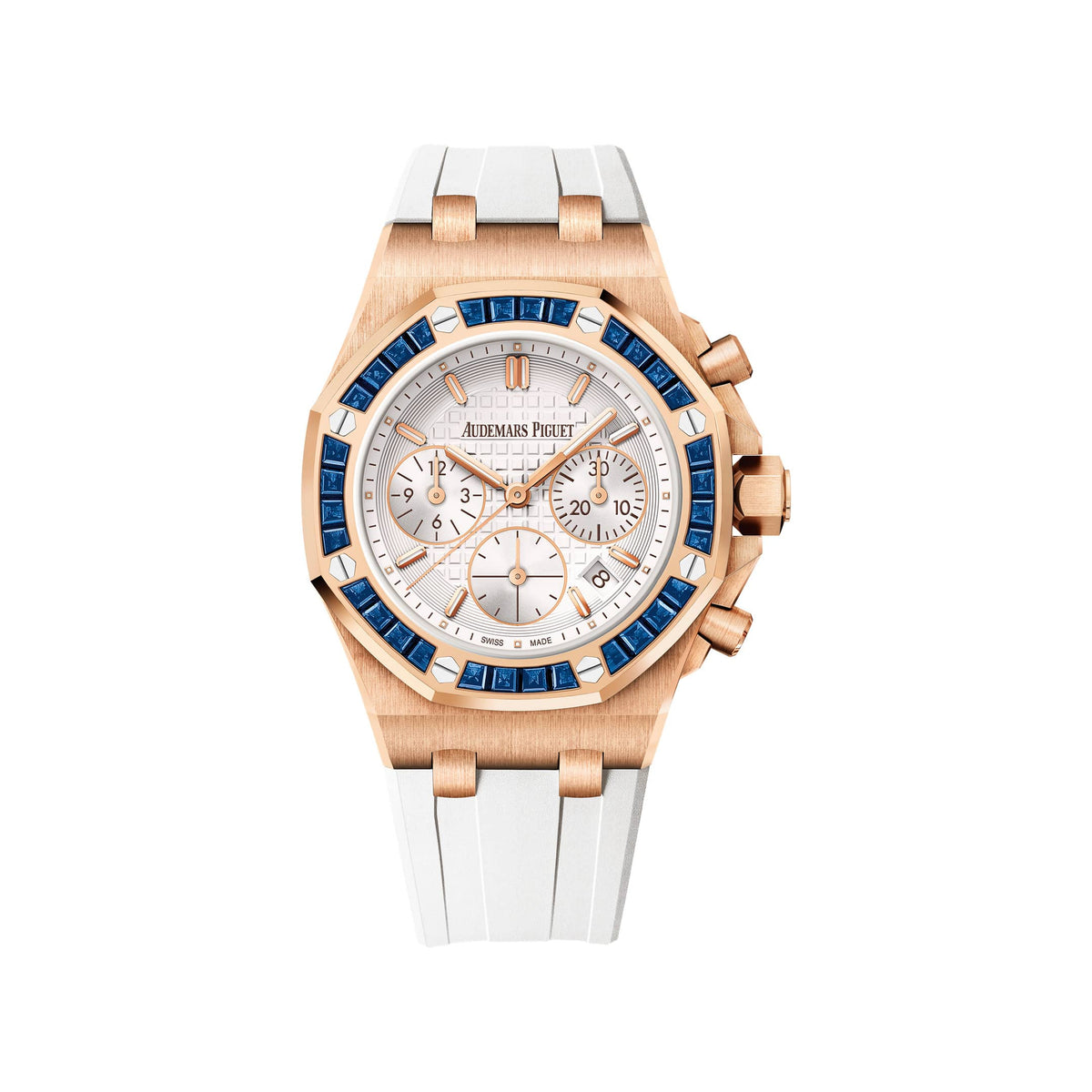 Audemars Piguet Royal Oak Offshore 26236OR.SS.D010CA.01 'Ladies' Chronograph Rose Gold Silver Dial Sapphire Bezel