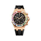 Audemars Piguet Royal Oak Offshore 26236OR.YY.D002CA.01 'Ladies' Chronograph Rose Gold Black Dial Rainbow Gemstones Bezel