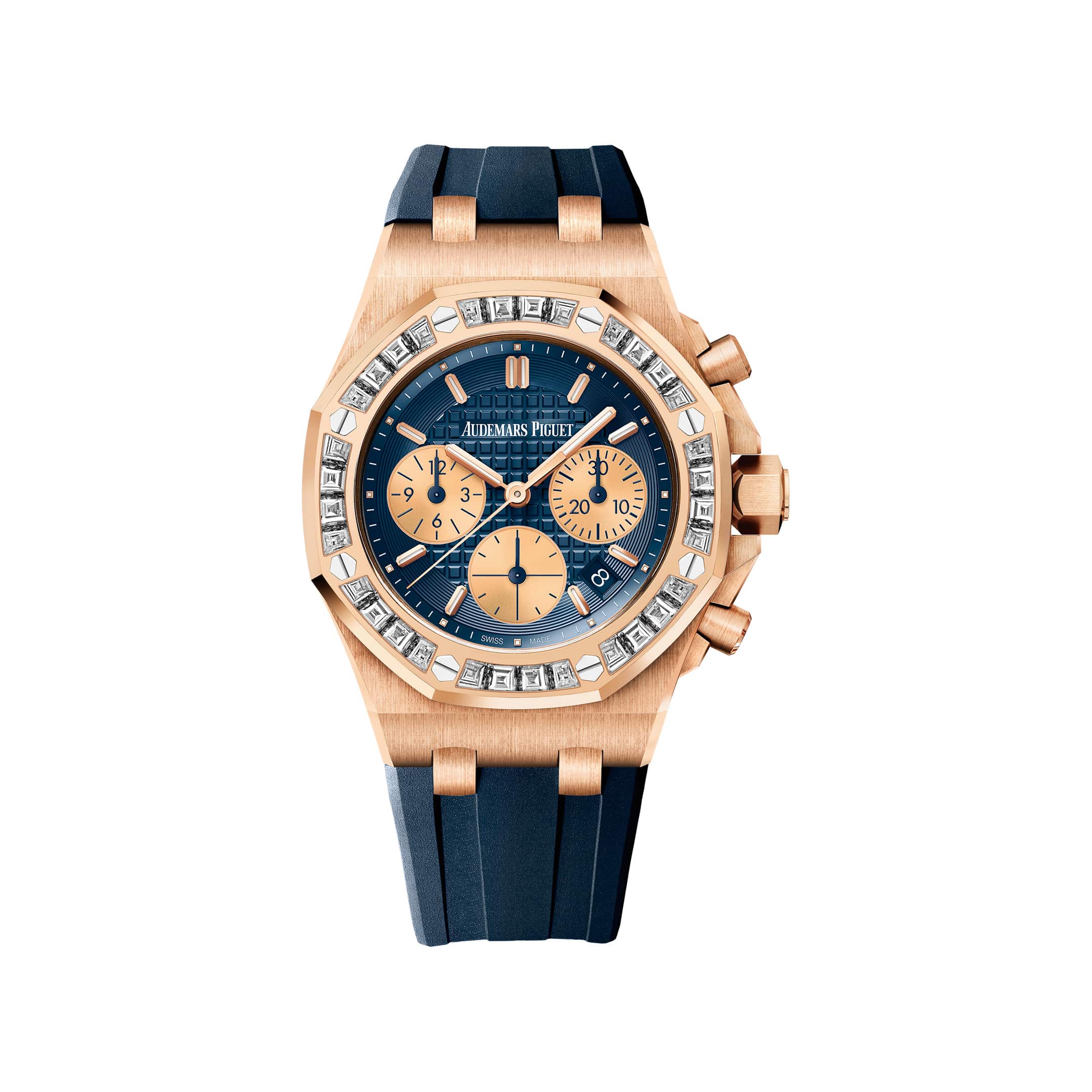 Audemars Piguet Royal Oak Offshore 26236OR.ZZ.D027CA.01 'Ladies' Chronograph Rose Gold Blue Dial Diamond Bezel
