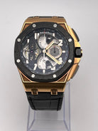 Luxury Watch Audemars Piguet Royal Oak Offshore Tourbillon Chronograph Rose Gold Transparent Dial 26288OF.OO.D002CR.01 Wrist Aficionado