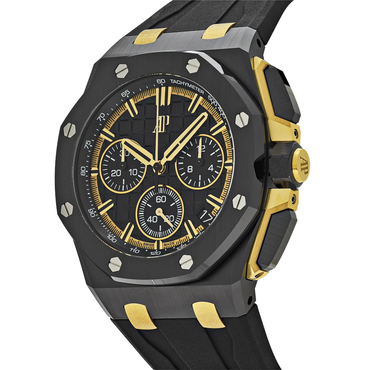 Luxury Watch Audemars Piguet Royal Oak Offshore Chronograph Black Ceramic Yellow Gold 26420CE.OO.A127CR.01 Wrist Aficionado
