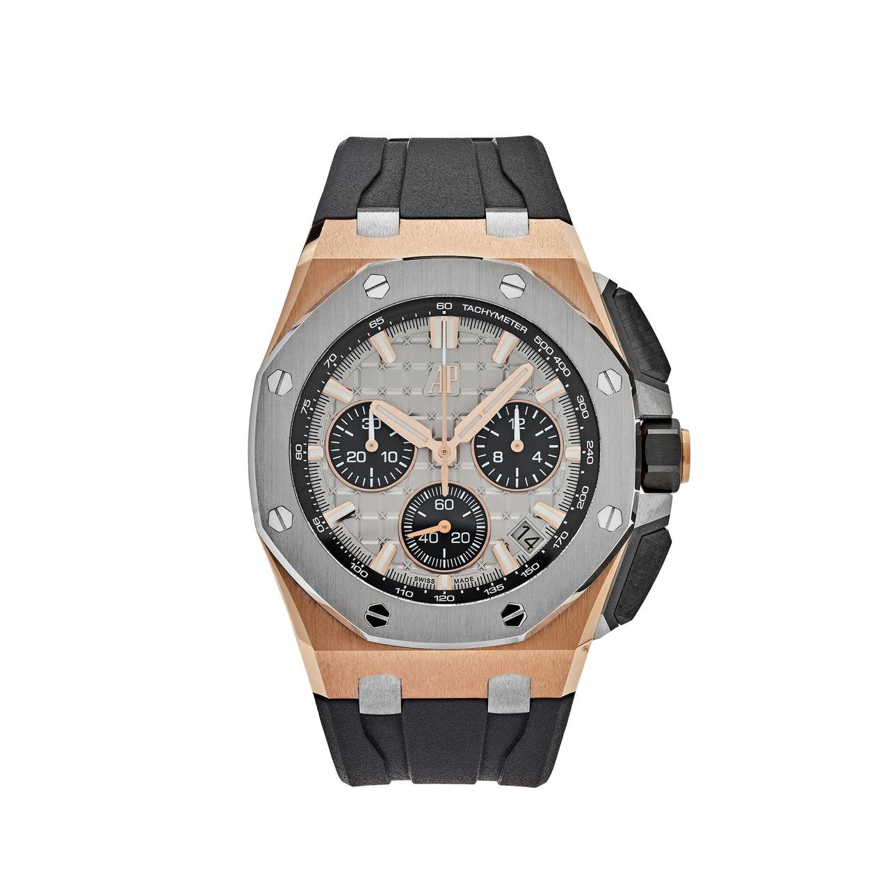 Luxury Watch Audemars Piguet Royal Oak Offshore Chronograph 26420OI.OO.A015VE.01 Rose Gold Grey Dial Wrist Aficionado
