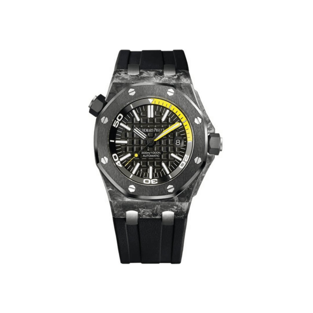 Luxury Watch Audemars Piguet Royal Oak Offshore Diver Black Carbon Black Dial 15706AU.00.A002CA.01 Wrist Aficionado