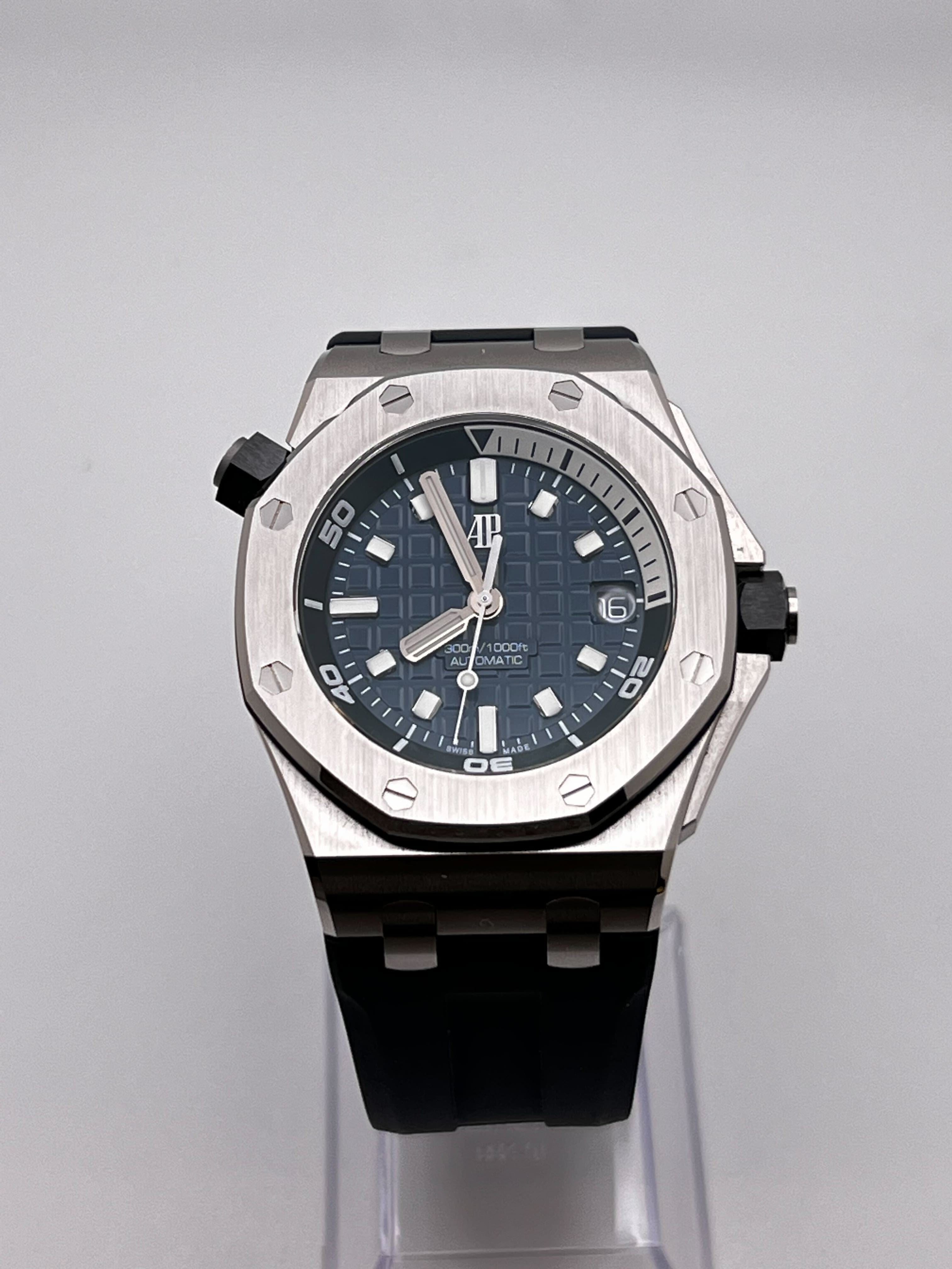 Luxury Watch Audemars Piguet Royal Oak Offshore Diver Stainless Steel Blue Dial 15720ST.OO.A027CA.01 Wrist Aficionado