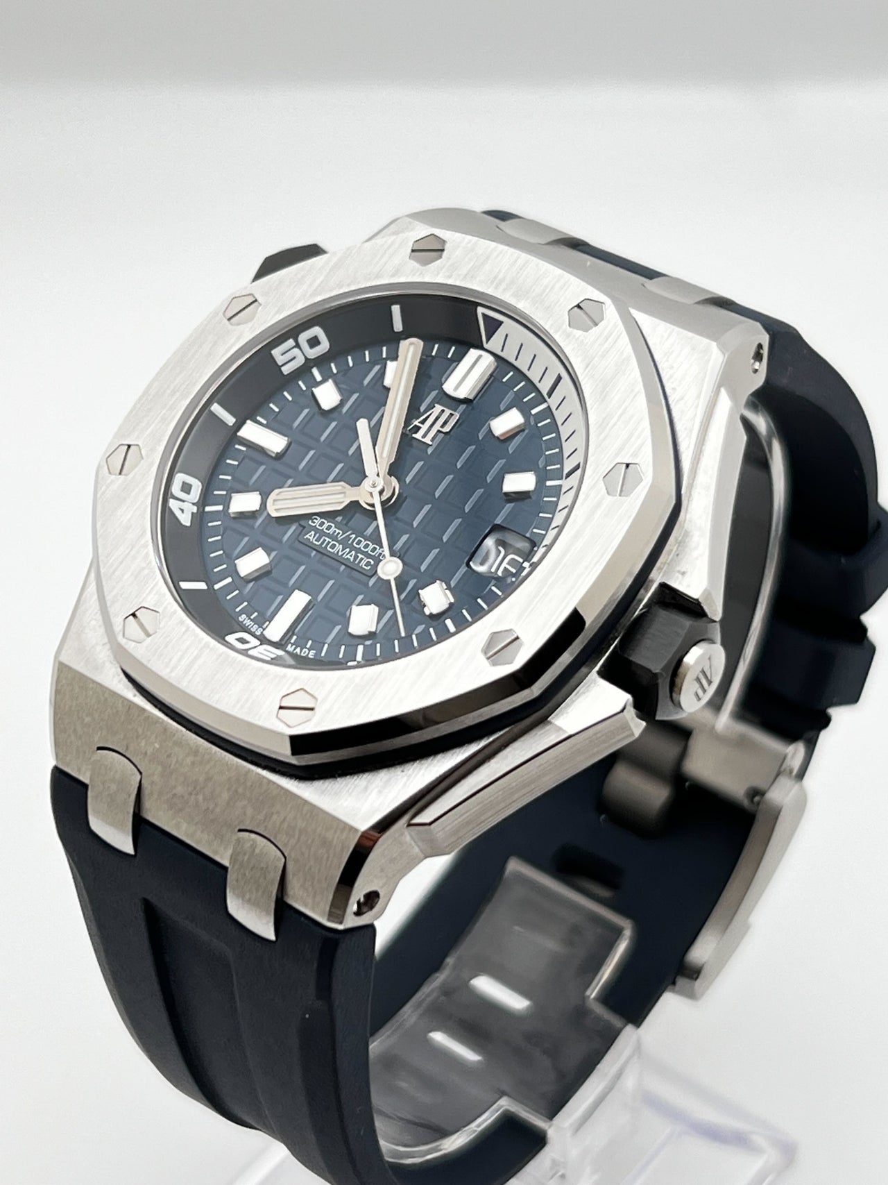 Luxury Watch Audemars Piguet Royal Oak Offshore Diver Stainless Steel Blue Dial 15720ST.OO.A027CA.01 Wrist Aficionado