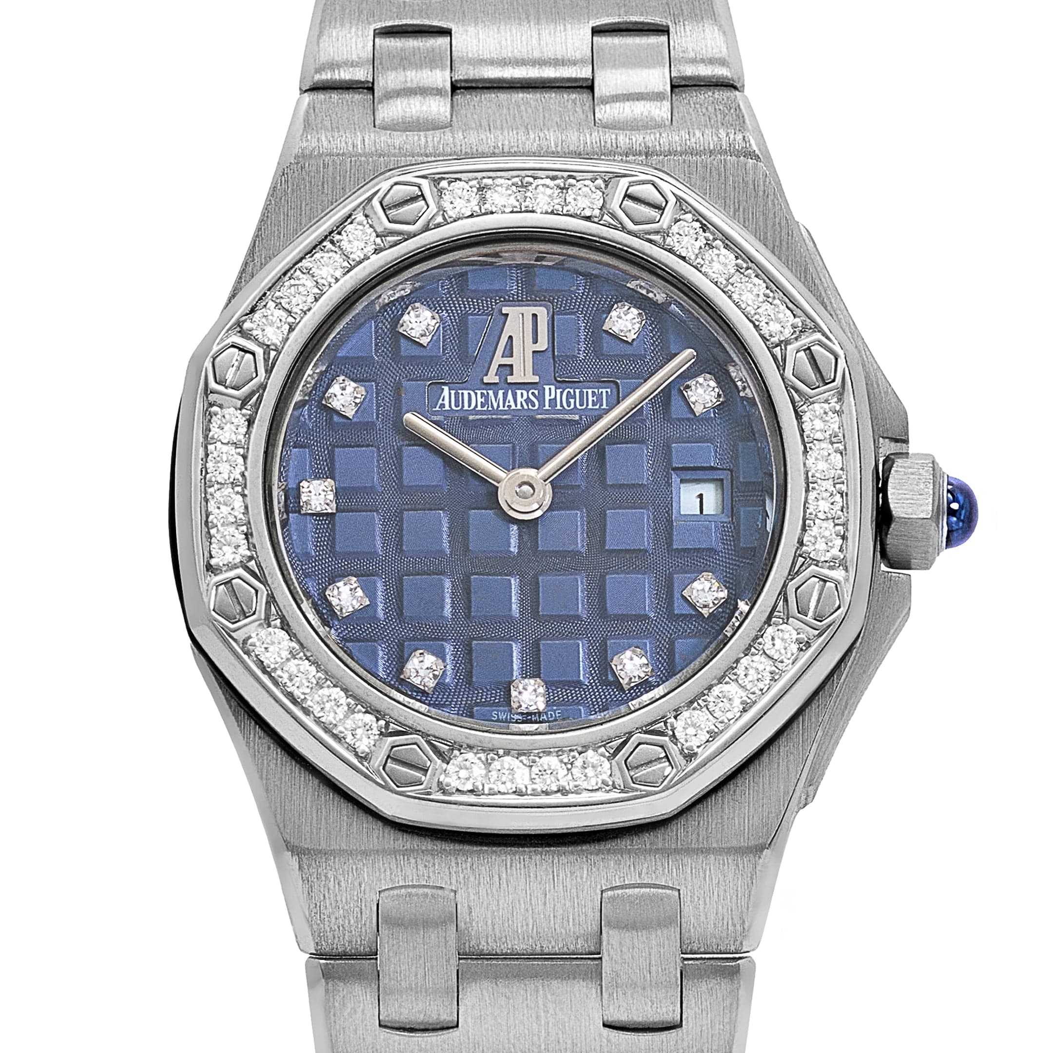 Audemars Piguet Royal Oak Offshore Vintage 67451BC.Z.1108BC.03 'Ladies' White Gold Blue Diamond Dial Diamond Bezel Quartz