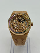 Audemars Piguet Royal Oak Openworked Frosted Rose Gold Rainbow Bezel 15468OR.YG.1259OR.01 Wrist Aficionado