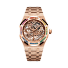 Audemars Piguet Royal Oak Openworked Frosted Rose Gold Rainbow Bezel 15468OR.YG.1259OR.01 Wrist Aficionado