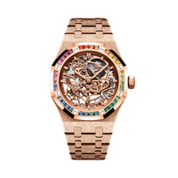 Thumbnail for Audemars Piguet Royal Oak Openworked Frosted Rose Gold Rainbow Bezel 15468OR.YG.1259OR.01 Wrist Aficionado