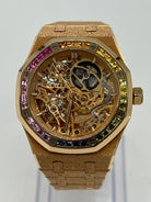 Audemars Piguet Royal Oak Openworked Frosted Rose Gold Rainbow Bezel 15468OR.YG.1259OR.01 Wrist Aficionado