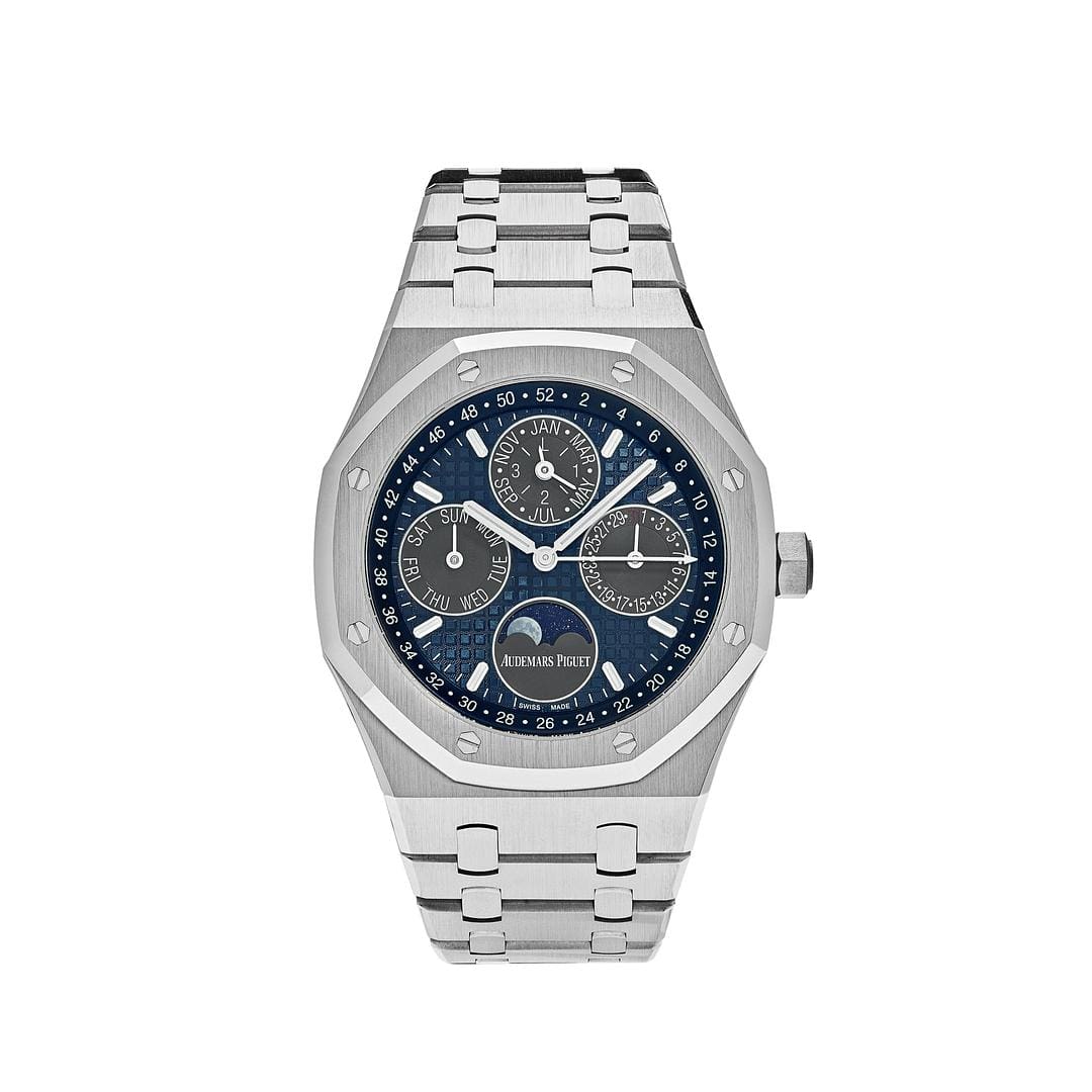 Luxury Watch Audemars Piguet Royal Oak Perpetual Calendar 41mm Titanium Blue Dial 26574TI.OO.1220TI.01 Wrist Aficionado