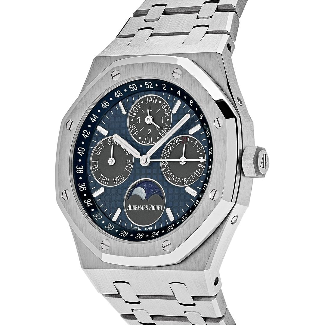 Luxury Watch Audemars Piguet Royal Oak Perpetual Calendar 41mm Titanium Blue Dial 26574TI.OO.1220TI.01 Wrist Aficionado