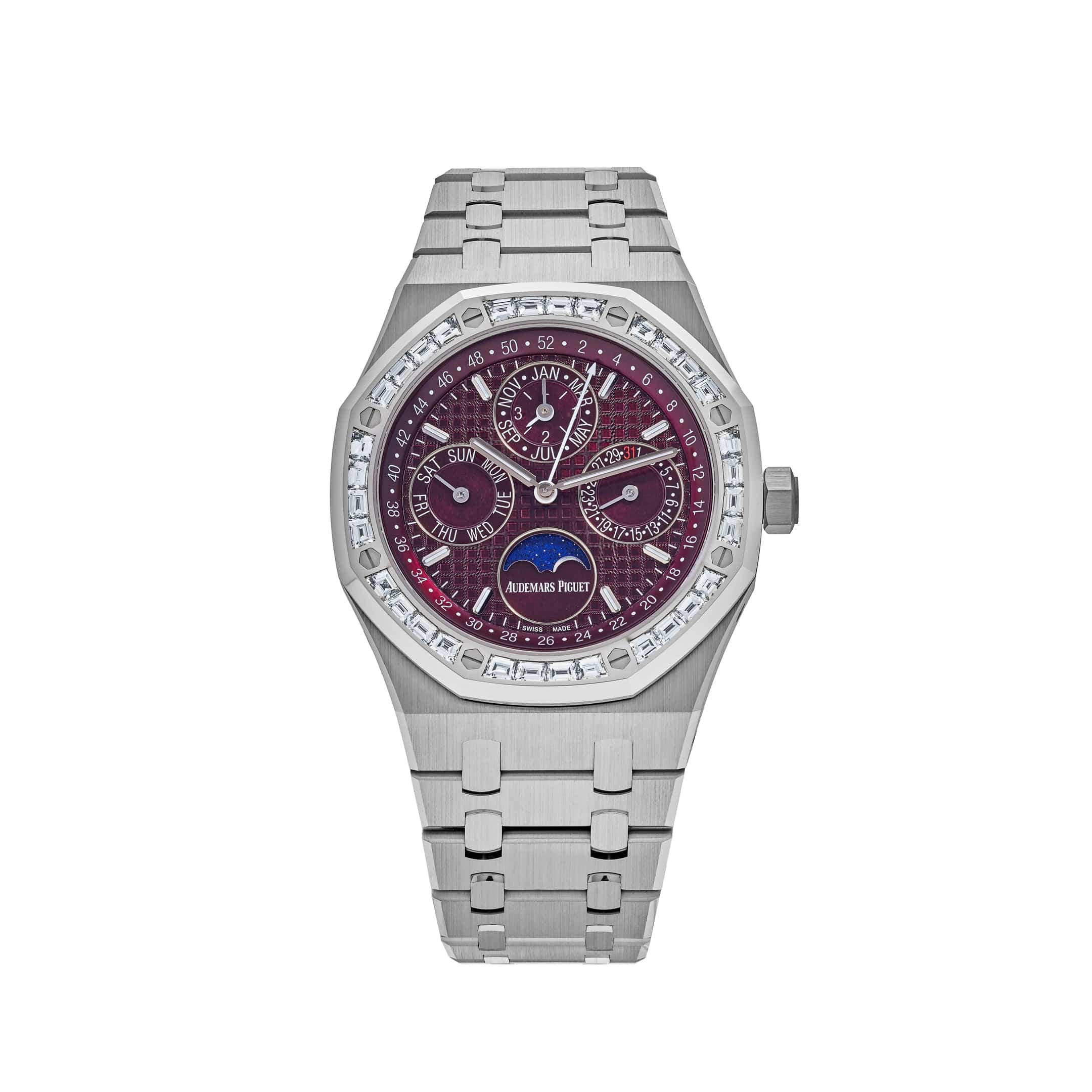 Audemars Piguet Royal Oak 26574BC.OO.1220BC.01 'Special Edition' Burgundy Dial Diamond Bezel Perpetual Calendar