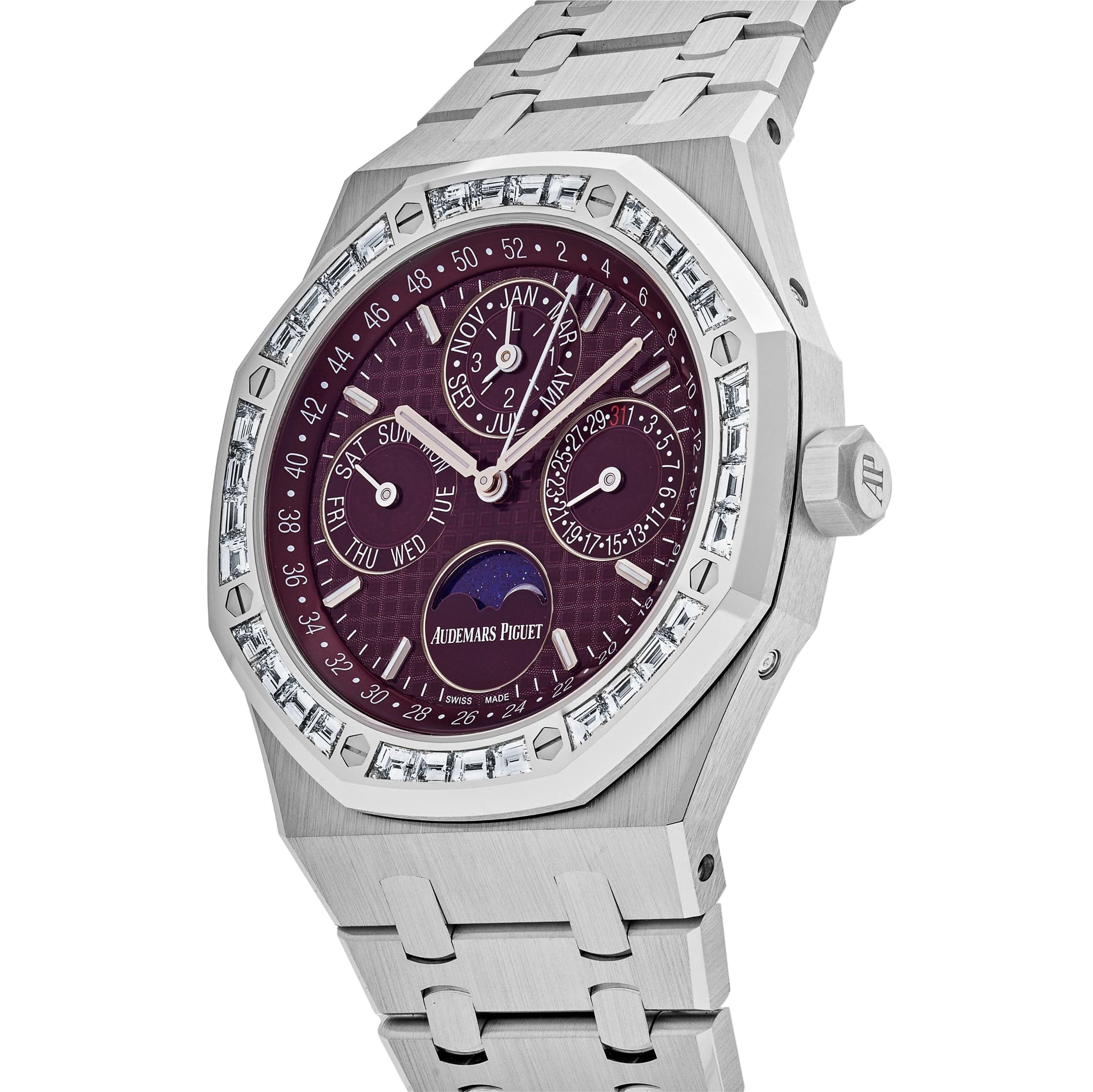 Audemars Piguet Royal Oak 26574BC.OO.1220BC.01 'Special Edition' Burgundy Dial Diamond Bezel Perpetual Calendar