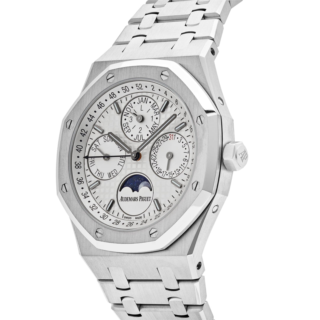 Luxury Watch Audemars Piguet Royal Oak Perpetual Calendar Steel White Dial 26574ST.OO.1220ST.01 Wrist Aficionado