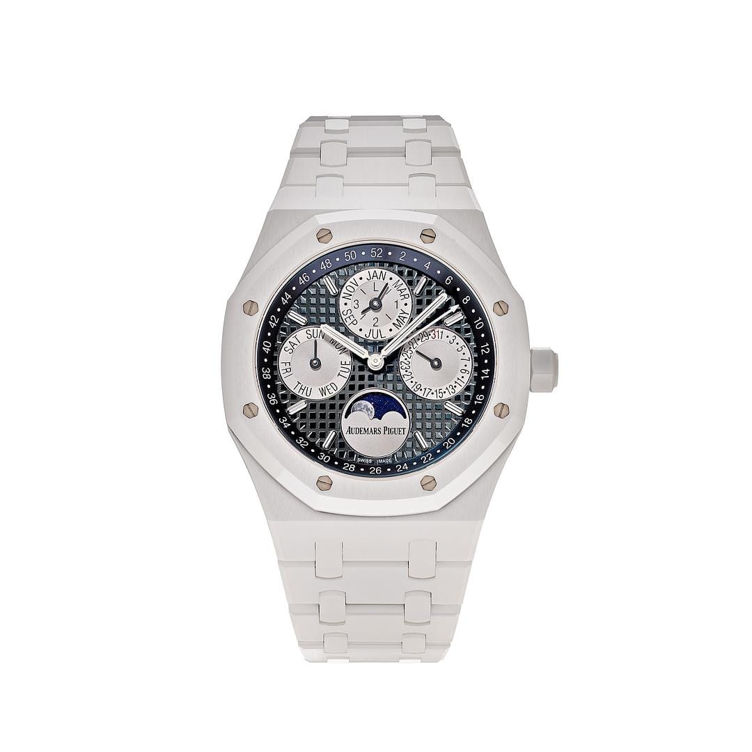 Luxury Watch Audemars Piguet Royal Oak Perpetual Calendar White Ceramic 26579CB.OO.1225CB.01 Wrist Aficionado